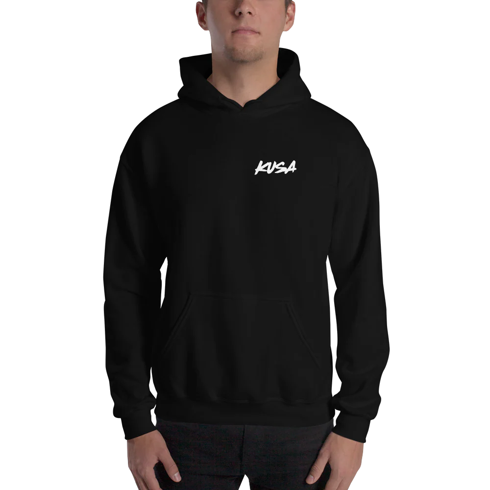 KUSA Script Logo Hoodie - Minimal - White Logo - Image 3